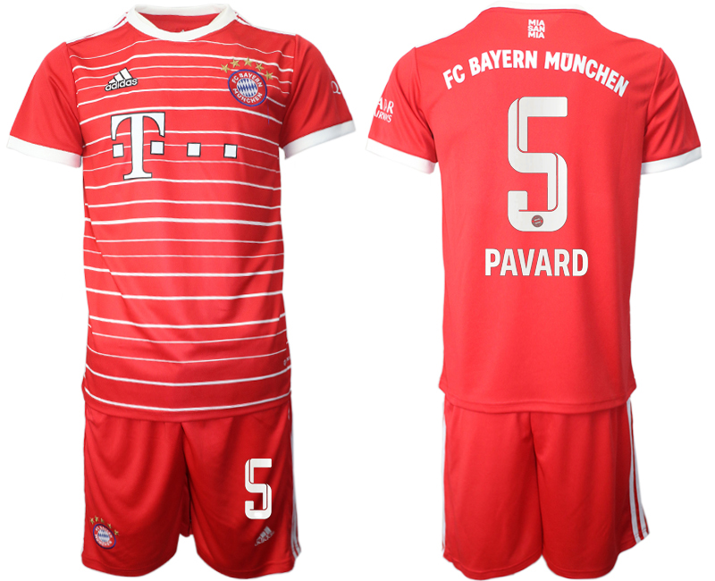 Men 2022-2023 Club Bayern Munich home Red #5 Adidas Soccer Jersey->bayern munich jersey->Soccer Club Jersey